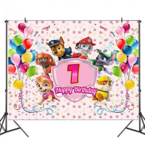 Decoration anniversaire Pat Patrouille toile de fond ballons 1 an