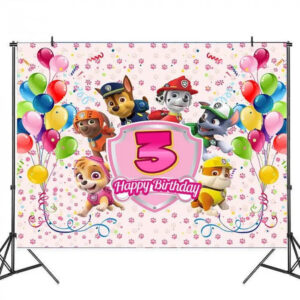 Decoration anniversaire Pat Patrouille toile de fond ballons 3 ans