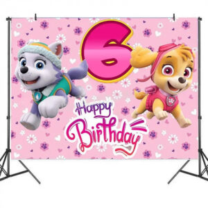 Decoration anniversaire Pat Patrouille toile de fond 6 ans Stella et Everest