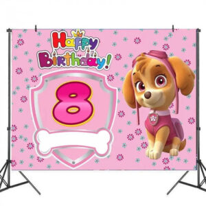 Decoration anniversaire Pat Patrouille toile de fond 8 ans Stella