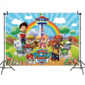 Decoration anniversaire Pat Patrouille toile de fond arc en ciel